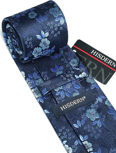 Miniatura 4 de Corbatas florales tejidas clásicas para hombre, corbata cuadrada de bolsillo, corbatas formales para hombres, boda con pañuelo