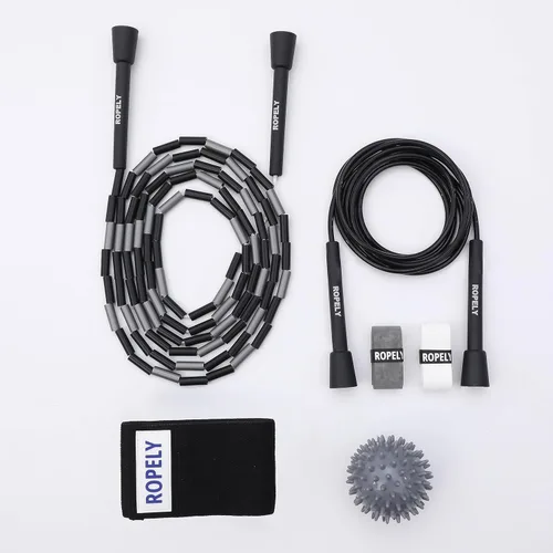 Miniatura 9 de Cuerda de saltar 6 en 1 para principiantes con cuerda segmentada sin enredos, cuerda de cuentas segmentada, cuerda de PVC, bola de masaje, banda