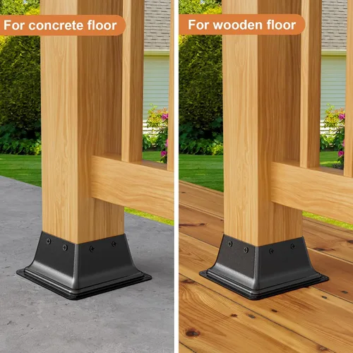 Miniatura 4 de FMhotu 4x4 Base de poste 2 piezas, soporte de poste de acero recubierto en polvo resistente de 3.6"x3.6" interno, adecuado para poste de madera