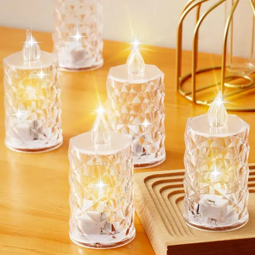 Miniatura 12 de Paquete de 12 velas de té que funcionan con pilas, parpadeo realista y más de 200 horas de tiempo de funcionamiento, para centros de mesa, bodas
