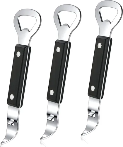 Miniatura 9 de HANCELANT Abrebotellas con punzón para latas, abridor de latas manual de acero inoxidable, paquete de 3 Madera clara