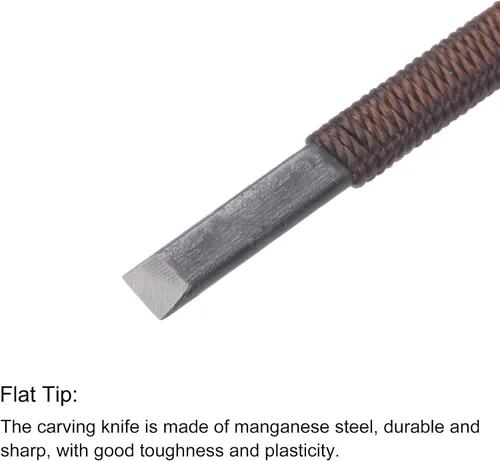 Miniatura 3 de uxcell Cuchillo para tallar cinceles de madera, 0.138 in de acero al manganeso punta plana herramienta de mano para carpintería Graver 5.512 in