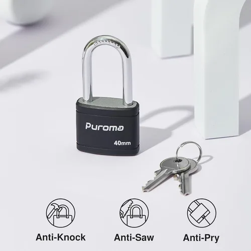 Miniatura 4 de Puroma Candado con Llave con 2 Llaves Iguales, Candado de Casillero de 1.8 Pulgadas (40mm) Candados de Alta Resistencia para Puerta, Valla, Cerrojo