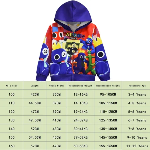 Miniatura 2 de Rainbow Friends - Sudadera con capucha de manga larga para niños chaqueta gráfica con cremallera sudadera azul fresca linda sudadera con capucha