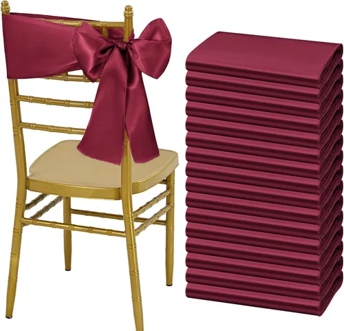 Miniatura 13 de Showgeous 60 cintas decorativas de satén negro para silla, lazos para decoración de banquetes, fiestas, baby shower, eventos (7 x 108 pulgadas)