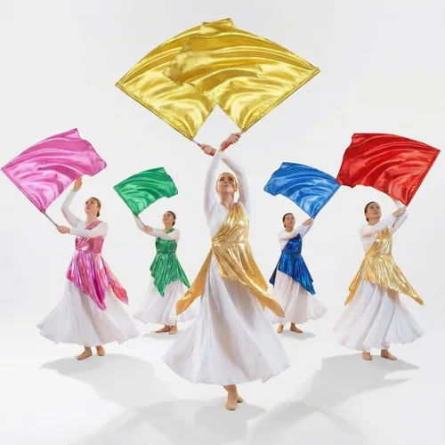 Miniatura 7 de Mindsoft 10 banderas de adoración de baile de alabanza de 21.6 x 26.8 pulgadas con barra escalable, bandera rectangular de ala de ángel, banderas