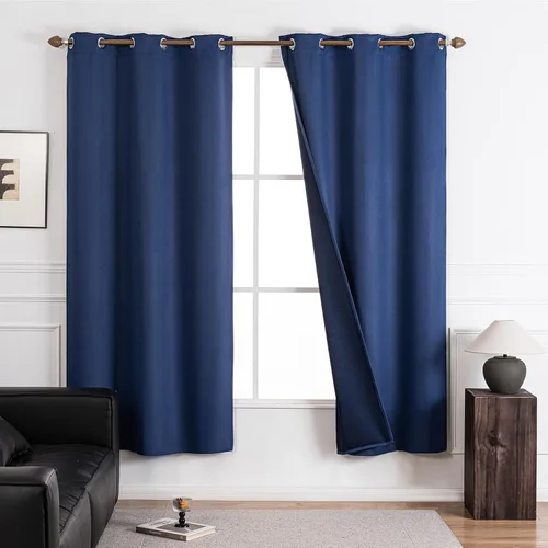 Miniatura 10 de NANPIPER Cortinas 100% opacas para dormitorio, juego de 2 paneles de 54 pulgadas de largo, cortinas de tratamiento de ventanas con aislamiento