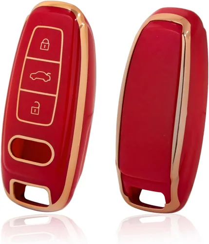 Miniatura 12 de Xotic Tech - Funda protectora de TPU con 3 botones de protección completa para llave sin llave, control remoto, con llavero compatible con Audi A3