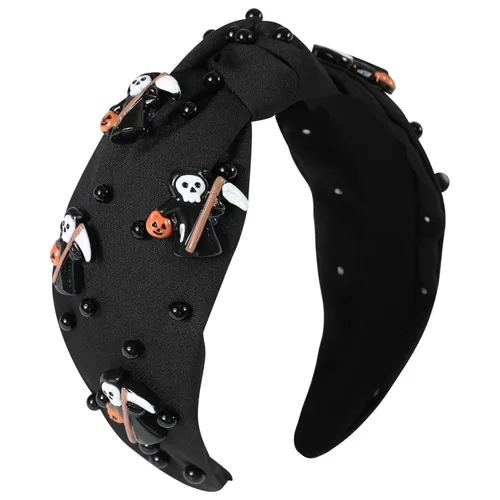 Miniatura 14 de Diademas de fantasma de Halloween para mujer, diadema de araña espeluznante con cuentas de diamantes de imitación de cristal, accesorios