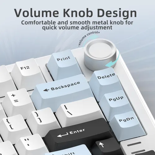 Miniatura 3 de Teclado mecánico con cable intercambiable en caliente al 75% con perilla de metal Montaje con junta Retroiluminación RGB programable e Con cable