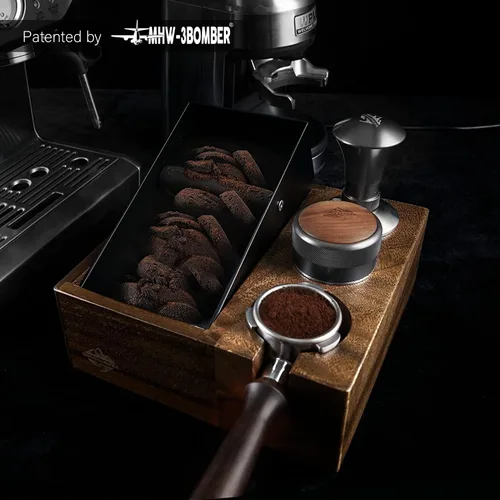 Miniatura 7 de Caja de café para portafiltro de 2.283 in – 4 en 1 de nogal natural Espresso estación de tamping, distribuidor y soporte de manipulación, contenedor