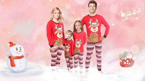 Miniatura 16 de Pijamas familiares a juego de Navidad pijamas de algodón para vacaciones