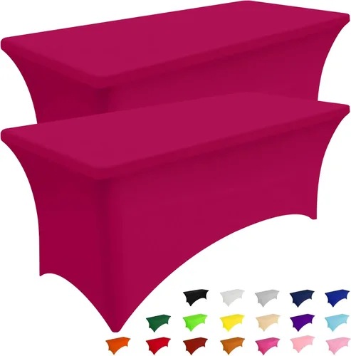 Miniatura 27 de Smiry Paquete de 2 manteles de elastano de 6 pies, fundas de mesa elásticas ajustables extensibles, lavables y sin arrugas, rectangulares para mesa
