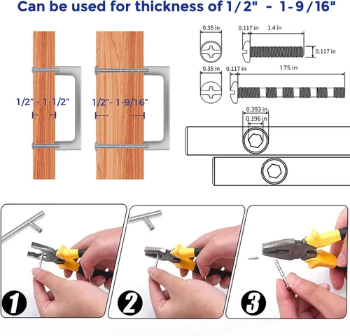 Miniatura 5 de Ravinte Paquete de 5 manijas cuadradas sólidas de 3 pulgadas para gabinetes de cocina, tiradores de níquel cepillado, tiradores de cajón, manijas