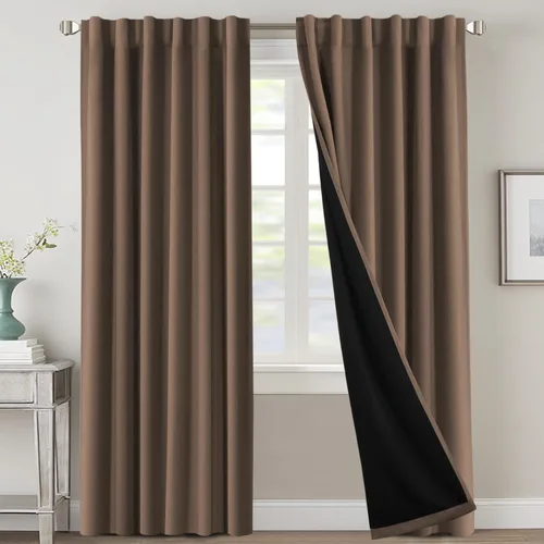 Miniatura 120 de H.VERSAILTEX Cortinas 100% opacas para dormitorio con forro negro, cortinas de oscurecimiento de habitación completa, con aislamiento térmico
