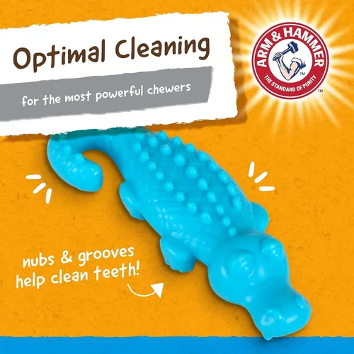 Miniatura 4 de Arm & Hammer Nubbies Gator - Juguete dental masticable para perros, sabor a menta, bicarbonato de sodio, con infusión de ranuras, placa de reducción