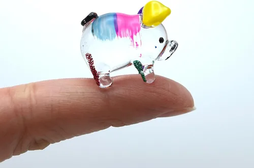 Miniatura 8 de Figurita de Cerdo en Miniatura de Cristal – Figura de Animal de Cristal Soplado Hecha a Mano – Linda Escultura de Cerdo Coleccionable – Decoración