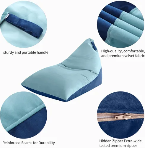 Miniatura 4 de Funda para puf de almacenamiento de animales de peluche para niños (sin relleno), 400 L, extra grande, de terciopelo de alta calidad, lavable, ultra