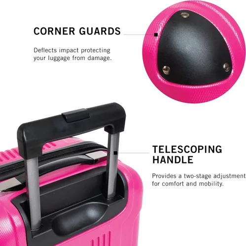 Miniatura 5 de Kenneth Cole REACTION Out of Bounds - Maleta de viaje ligera y duradera de 4 ruedas, Magenta, Out of Bounds - Maleta de viaje de 4 ruedas giratoria