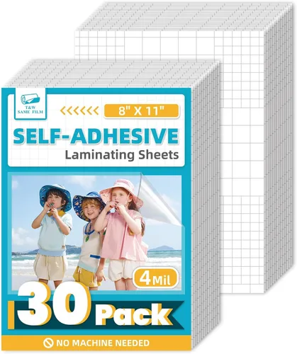 Miniatura 13 de T&W SAME FILM Paquete de 30 hojas de laminación autoadhesivas, 4 mil, capacidad para papel laminado de 8.5 x 11 pulgadas, hojas de laminación de 9 x