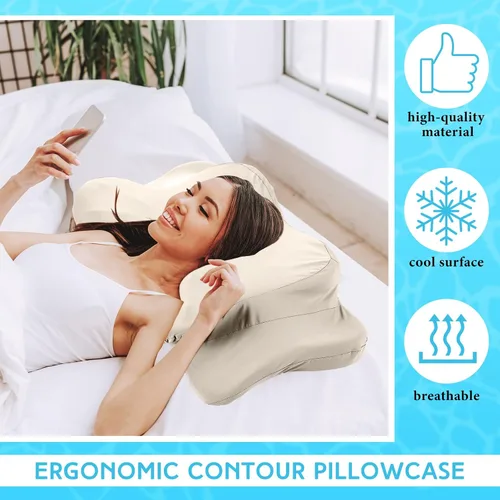 Miniatura 4 de Hahafelt Funda de almohada refrescante para el cuello cervical (solo funda de almohada) Funda de almohada ergonómica con cremallera, funda