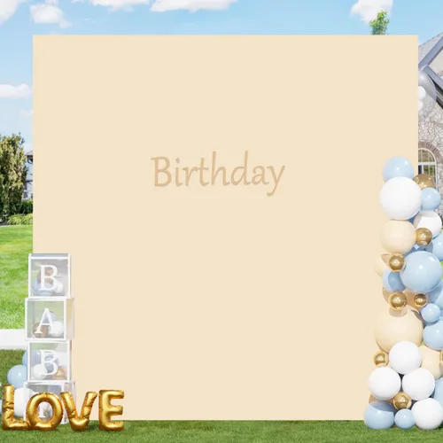 Miniatura 5 de FOTSHARER Cubierta de arco de color beige cuadrada de 6.6 x 6.6 pies, fundas de arco de globos de elastano, telón de fondo elástico para baby