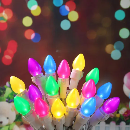 Miniatura 3 de Guirnalda de luces LED multicolor de cristal C3, 50 unidades, luz pastel de Pascua, 120 V, certificación UL, conectable, para exteriores, cable