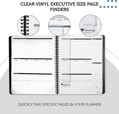 Miniatura 3 de Planner Pad Paquete combinado de buscador de páginas encuadernado en espiral, vinilo transparente, 2 x 10 pulgadas, se adapta solo al organizador