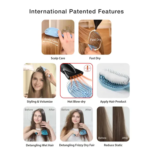 Miniatura 5 de NuWay 4HAIR® TravelC® Ventilado Patentado en EE.UU. para Todos los Tipos de Cabello es Seguro para Secador de Cabello (Azul Bebé)