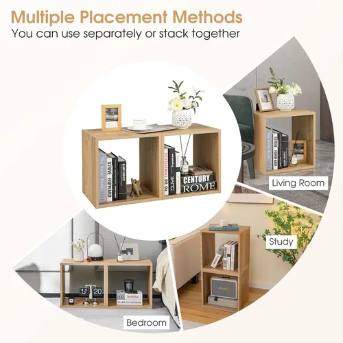 Miniatura 7 de Giantex Organizador de estantería de 2 cubos, estantería abierta de 2 niveles de 15 pulgadas de alto con dispositivo anti-caída, organizador