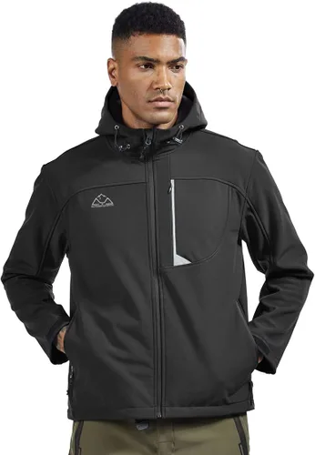 Miniatura 3 de TBMPOY Chaqueta Softshell con capucha para hombre impermeable resistente al viento esquí senderismo ropa exterior con forro polar