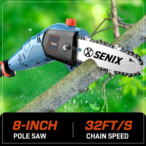 Miniatura 2 de SENIX CSPE6.5-M Sierra de poste eléctrica manual con cable de 6.5 amperios con barra y cadena Oregon de 8 pulgadas, sierra de cadena para podar