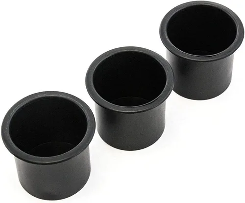 Paquete de 3 soportes de repuesto para latas de bebidas empotradas de plástico, color negro, para barco, automóvil, caravana, caravana, remolque,