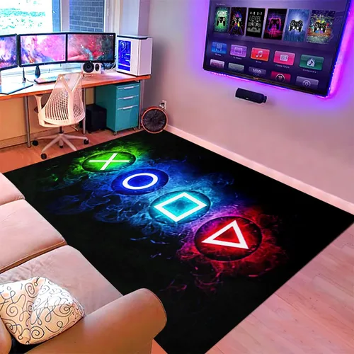 Miniatura 10 de BATATADOCE Alfombras de videojuegos para dormitorio de niños, alfombras para sala de juegos, decoración de juegos para niños, alfombra de área