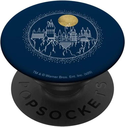 Harry Potter Hogwarts Full Moon Line Art PopSockets agarre y soporte para teléfonos y tabletas, Negro