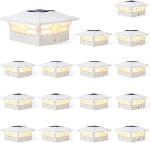Miniatura 16 de Luces Solares para Tapas de Postes Exteriores Paquete de 4, Impermeables, Alimentadas por Energía Solar, Luces para Postes de Terraza y Valla