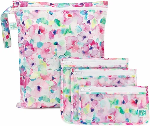 Miniatura 17 de Bolsa impermeable húmeda Bumkins y bolsas de mano húmedas secas para bebé, viaje, traje de baño, pañales de tela, piezas de bomba, piscina, ropa