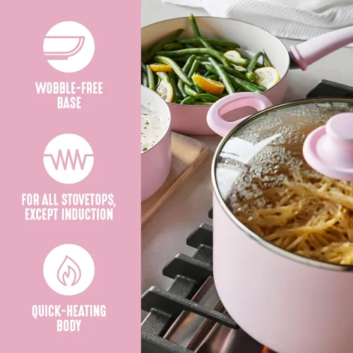 Miniatura 4 de GreenLife Juego de 8 utensilios de cocina antiadherentes, no tóxicos, sin PFAS, apto para lavavajillas y horno, freír, salsa, olla de valor, tapas