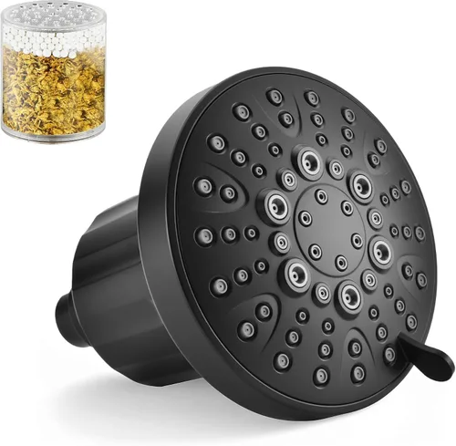 Miniatura 11 de BRIGHT SHOWERS Cabezal de ducha filtrado, cabezal de ducha fijo de alta presión para agua dura, filtro de doble medio que elimina el cloro