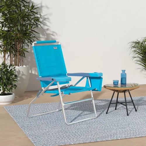 Miniatura 2 de Rio Brands Silla plegable de 4 posiciones de altura extendida de 17 pulgadas, para playa, campamento, césped, turquesa