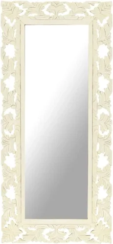 Espejo tallado a mano blanco, espejo corporal, espejo cosmético, espejo de dormitorio, espejo de madera, decoración de granja, estilo vintage, para