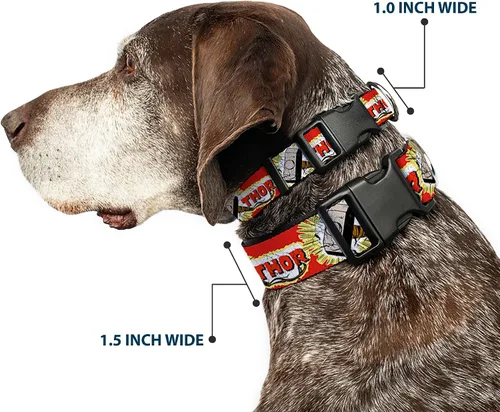 Miniatura 2 de Marvel Comics - Collar para mascotas, collar de perro, hebilla de plástico, martillo Thor, rojo, amarillo y blanco, de 15 a 24 pulgadas, 1.0