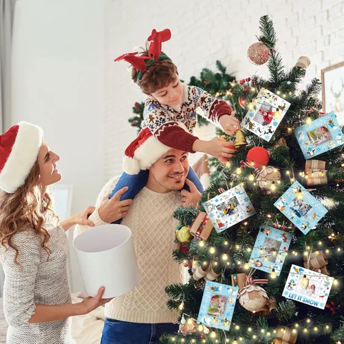 Miniatura 6 de Capoda Paquete de 24 kits de manualidades de imágenes de invierno, marcos de fotos de papel de nieve para niños, marcos de fotos de nieve