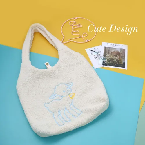 Miniatura 4 de UERRUAM Lindas bolsas de mano estéticas kawaii, bolsa de mano esponjosa, bolsa de piel sintética para mujer con bolsillos interiores