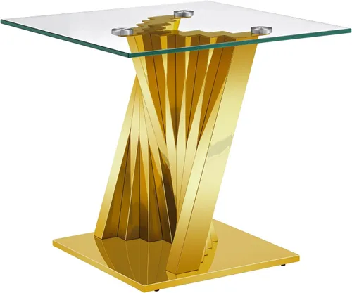 Miniatura 104 de Mesa de centro de cristal de lujo, mesa de centro de sofá de 47 pulgadas con marco de acero inoxidable dorado y parte superior de vidrio negro, mesa