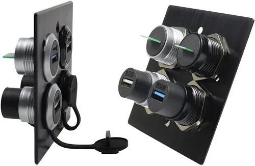Miniatura 5 de PENGLIN Acoplador de montaje en panel USB 2.0, conector de paso USB, adaptador de extensión de mamparo hembra a hembra con tapón de agua/polvo