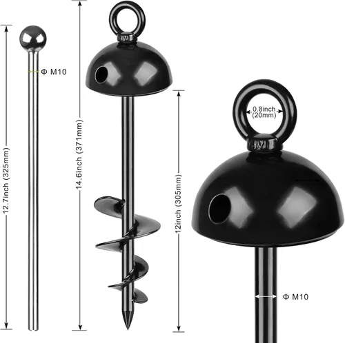 Miniatura 8 de Estaca de amarre resistente de 15" para perros, giro de 360°, sin enredos, fácil de instalar, para perros grandes de hasta 220 libras, perfecta
