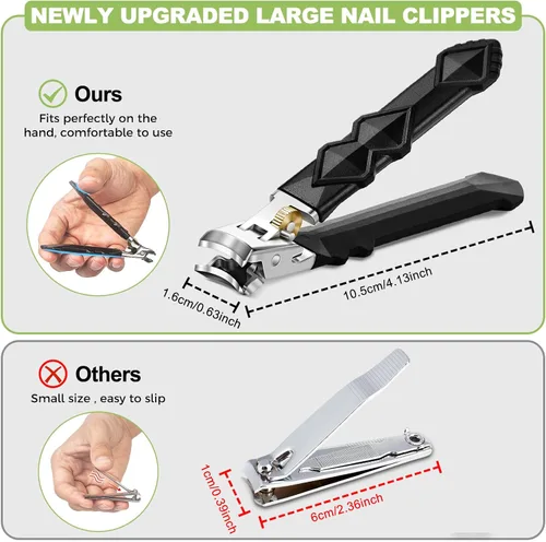 Miniatura 4 de Cortaúñas resistentes para uñas gruesas, 5 piezas con estuche de cuero Toe Nail Clippers for Thick Nails for Seniors Long Handled Nail clippers