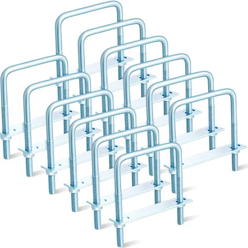 Miniatura 8 de Zonon 6 piezas de pernos en U cuadrados de 3/8'' x 3-5/8'' x 4'' con placas de marco y tuercas, pernos de abrazadera en U galvanizados en zinc