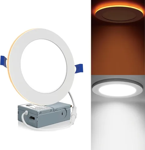 Miniatura 11 de Meconard Paquete de 1 lámpara de techo empotrable LED ultrafina de 6 pulgadas, 3000 K/4000 K/5000 K seleccionable, regulable de 12 W = 110 W, 1050